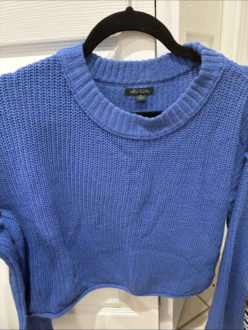 Cropped Periwinkle Crewneck Sweater - Wilfred